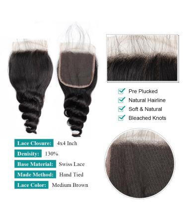 Loose Wave Bundles with Closure - 3 Human Hair Weave Bundles & Lace Closure Extensions - Premium Quality International Shipping - Buy Online on GoSupps.com