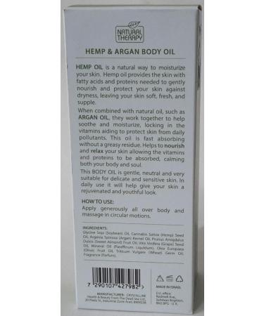 NATURAL THERAPY BODY OIL HEMP & ARGAN Nourishing & Relaxing Softens the Skin 4 FL OZ / 120 ML - Made in Israel - Buy Online on GoSupps.com