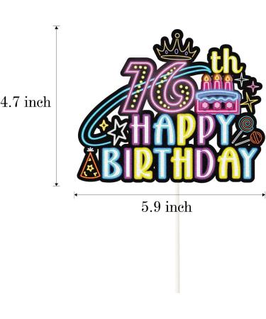 Glow Neon Happy 16th Birthday Cake Topper Let Glow 16th Years Old Cake Decor Colorful Glowing 16th Birthday Party Decorations - Buy Online on GoSupps.com