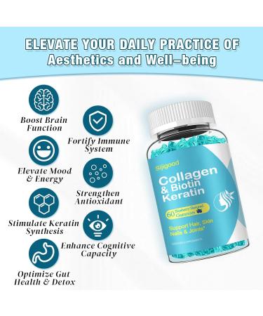 Biotin Gummies with Collagen, Keratin, Hyaluronic Acid, Vitamin for Skin, Hair Growth, Nails, Women Men Adults Kids - 60 Blueberry Flavored Gummies 60 Count (Pack of 1) - Buy Online on GoSupps.com