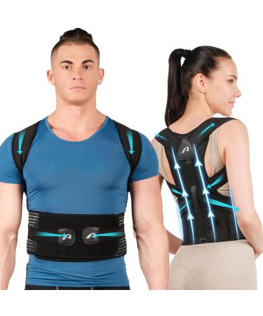 Back Brace Posture Corrector for Women and Men Shoulder Straightener Posture Corrector Adjustable Full Back Support Back Pain Relief - Scoliosis Hunchback Hump Thoracic Spine Corrector Black XL