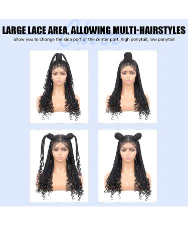 Kalyss 24 Square Knotless Box Braided Wig with Curly Ends - Double Lace Frontal Cornrow Braid Wig for Black Women - Buy Online on GoSupps.com
