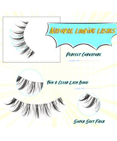 Emeda Manga Eyelashes - 10 Pairs of Anime False Lashes for Cosplay | Japanese Transparent Band Lashes (EM 05) - Shop Internationally - Buy Online on GoSupps.com