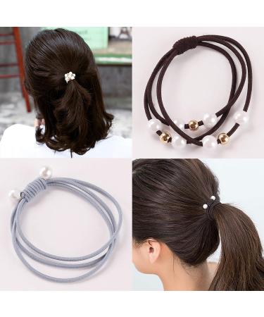 Seatecks Elastic Hair Tie Set - 21 Pearl Hair Bands & Ponytail Holders | International Shipping Available - Buy Online on GoSupps.com