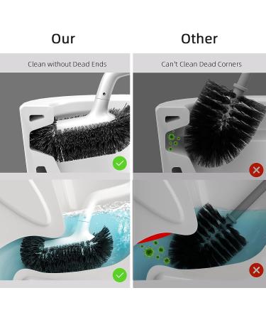 Modern White Toilet Bowl Brush Holder Set - Bathroom Cleaner with Curved Bristle for Deep Cleaning Under Rim - RV Toilet Decorative Accessories with Caddy - Buy Online on GoSupps.com