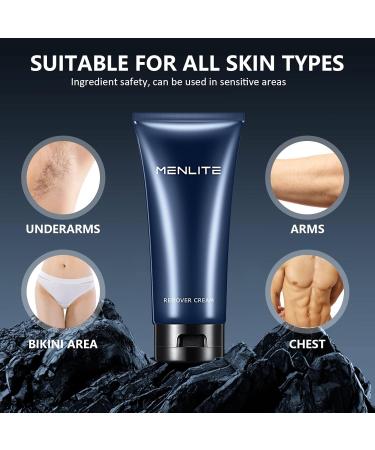 Men's Hair Remover - Premium Depilatory Cream for Sensitive Skin | Painless & Soothing Hair Removal for Women and Men (Black - Buy Online on GoSupps.com