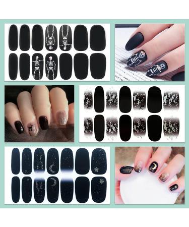 Buy WOKOTO 12 Sheets Black Nail Polish Stickers - 168 Pieces Full Nail Wraps Gel Nail Strips for Women Black Gradient Marble Design Easy Stick-On Nail Art - Buy Online on GoSupps.com