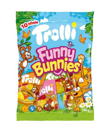 Kywi Trolli Funny Bunnies Minis Pack of 10 Colorful Easter Fruit Erasers - Fun Easter Figurines in Mini Bags - Perfect for Easter Gifts and Treats - 200g