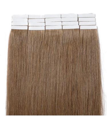 18" Tape in Hair Extensions 100% Real Human Hair Skin Weft Remy Hair Extensions 20 pieces 50g Natural Straight 06# Light Brown - Buy Online on GoSupps.com