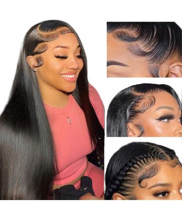 LHENDS 24 Inch Straight Lace Front Wigs Human Hair 180% Density 13x4 Lace Front Wigs for Black Women Human Hair Glueless Brazilian Virgin HD Transparent Lace Frontal Wigs Human Hair Pre Plucked With Baby Hair 24 Inch 13x...