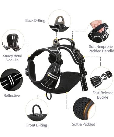 Heele No-Pull Dog Harness for Small Dogs | Soft Breathable Adjustable Reflective | XS Black - Anti-Pull with Padded Handle - Buy Online on GoSupps.com