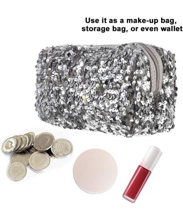 Lurrose Portable Cosmetic Bag | Silver 19x10CM Square Travel Toiletry Bag for Women - International Shipping Available - Buy Online on GoSupps.com