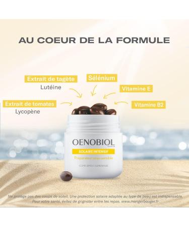 OENOBIOL - Food Supplements - Sun Preparer - Sensitive Skin - Based on Lycopene Lutein Vitamin B2 Vitamin E and Selenium - 2 Month Program - 2 Boxes of 30 Capsules - Buy Online on GoSupps.com