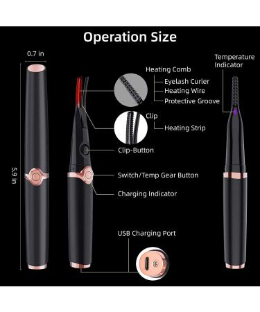 RIYAN Electric Heated Eyelash Curler 2 in 1 Heated USB Charge Makeup Long Lasting Natural Eye Lash Curler - Buy Online on GoSupps.com