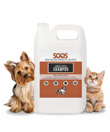 Soos Pets Dog Shampoo for Cats and Pets Natural Dead Sea Anti-Itch Fast Absorbing Clean Fur with Vitamins Minerals Essential Oils Natural Ingredients for Dogs and Cats - 1x Pet Shampoo (4L) 4 l (Pack of 1)