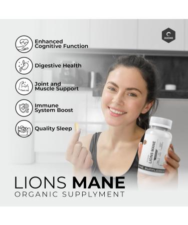 Inzone Supplements Lion's Mane - 120 Capsules | Highest Potency 25:1 Extract | Organic Mushroom Supplement for Cognitive Health Memory Support & Focus Boost - Premium Nootropic Formula - Buy Online on GoSupps.com