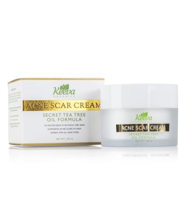 Intensive Acne Scar Removal Treatment Cream For New and Old Acne Scars - 7X Faster Healing Results - Secret Tea Tree Oil Organic Ingredients - For Face, Back and Butt - From Keeva Organics