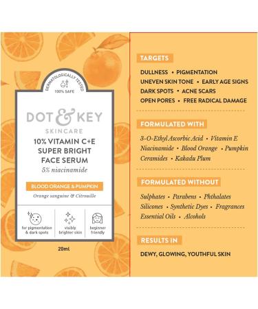 Do't & Key 10% Vitamin C + E 5% Niacinamide Serum | Vitamin C Serum For Glowing Skin | Fades Dark Spots | Vit C Serum with Blood Orange & Pumpkin | For Uneven & Dull Skin | For All Skin Types | 20ml - Buy Online on GoSupps.com