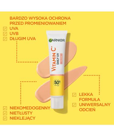 Garnier Vitamin C Brightening Day Fluid with SPF50+ Filter - 40 ml - Buy Online on GoSupps.com