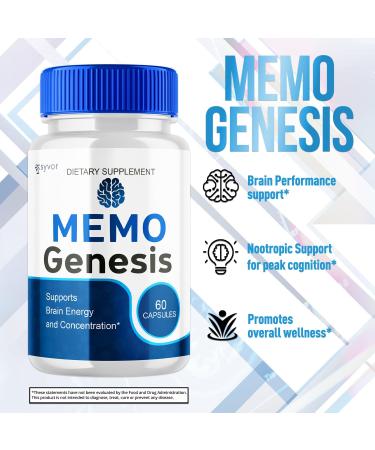 (2 Pack) Memo Genesis Capsules Official Memogenesis Brain Health Support Pills with All Natural Ingredients Advanced Brain Energy Supplement with Max Strength Vitamins for Women & Men (120 Capsules) - Buy Online on GoSupps.com