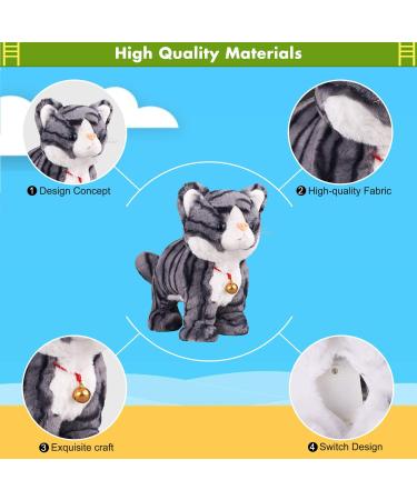 Marsjoy Interactive Robot Cat Plush Toy - Gray Pattern, Electronic Pet for Girls, Kids - 12 inches - Buy Online on GoSupps.com