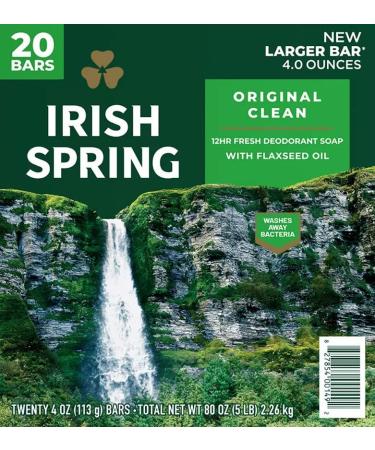 Irish Spring Original Deodorant Soap  Unisex  3.75 oz (20 Bar)