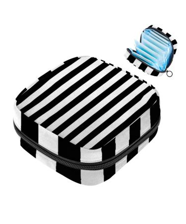 Portable women's binding-storage bags menstrual cup pocket female menstrual insert bag for teenage girls tampons for the first period modern black and white stripes multicolored 05