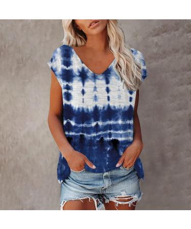Short Sleeve T Shirts Clothing Woman T-Shirt Casual Black Clothing Top Women's Floral Pattern for Women Crop Tops Shirt Shirts Top Women's Summer Tank Top 4-blue XL - Buy Online on GoSupps.com