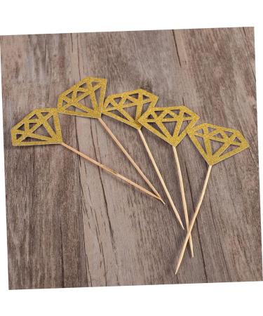 Vaguelly Wedding Decoration 50pcs Food Picks Birthday Wedding Diamond Wedding Cake Picks d Cupcake Picks Diamond Cupcake Topper Gem Cupcake Topper Fruitcakes Insert Card Flash Baby Golden medium - Buy Online on GoSupps.com