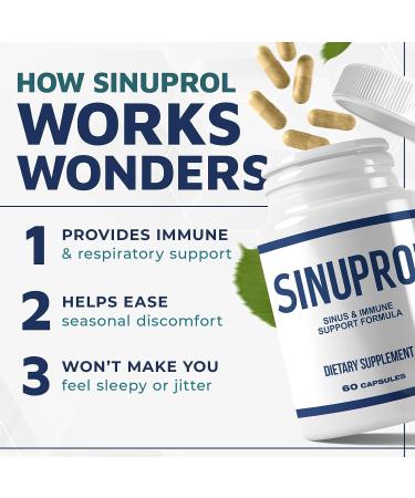 SinuProl Nasal & Immune Support Supplement - Natural Sinus Decongestant & Antihistamine - 60 Capsules - Buy Online on GoSupps.com