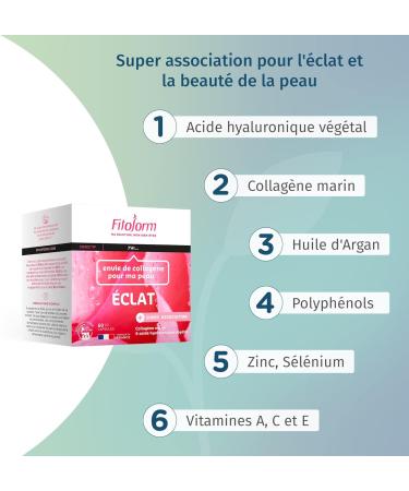 Fitoform - Radiance - Marine Collagen and Plant Hyaluronic Acid - Food Supplement Formulated for Skin Radiance and Beauty - Made in France - Cure 1 Month 60 Capsules - Buy Online on GoSupps.com