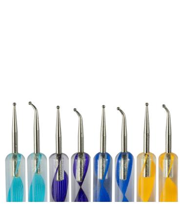 N&BF 4x nail art dotting tools bent (colorful) |Dotting Pen Spot swirls with two tips |SWIRL TOOL SET Nagel Tool for modeling from Strass Mosaik and much more.|Nail pencils in Nagelstudio Quality