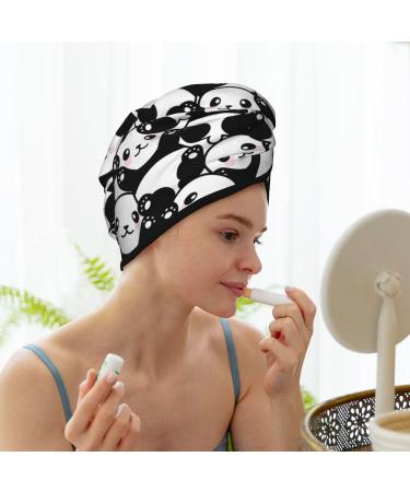 Quick-Dry Hair Towel Wrap - Cute Panda Design | Hair Drying Turban with Button for Effortless Drying - Buy Online on GoSupps.com