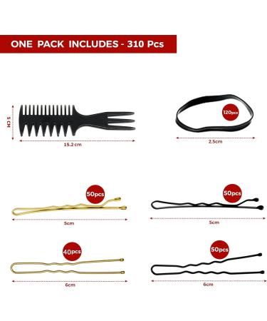 Duxwa 310 Pcs Brown & Blonde Hair Pins and Grips Set with Hair Bands and Comb - Ideal for Bun Styling and Thick Hair Types - Buy Online on GoSupps.com