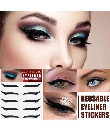 Uranian Glitter Eyeliner Stickers - Reusable Instant Adhesive Eye Line Strip for Party Makeup - Black - Buy Online on GoSupps.com
