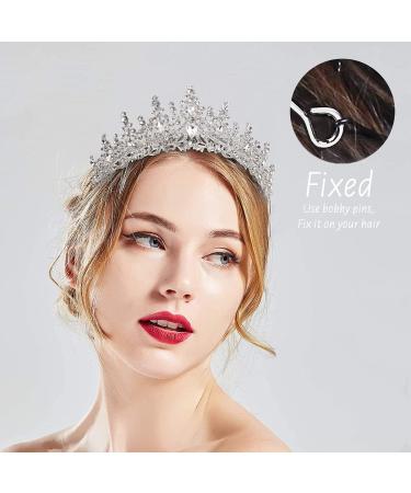 Tobatoba Silver Wedding Tiara for Women - Crystal Tiaras & Crowns for Bride - Royal Queen Crown Headband for Birthday, Prom & Pageant - Buy Online on GoSupps.com