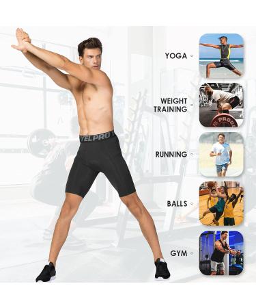 Men's 3 Pack Dry Fit Compression Shorts with Pocket, Workout Athletic Underwear, Black+White, Large - Buy Online on GoSupps.com