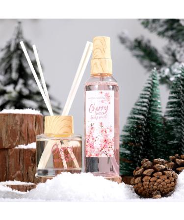 Cherry Blossom Spa Gift Set for Women - 11pcs Bath & Relaxation Basket | Shower Gel, Body Lotion, Reed Diffuser | Holiday, Birthday, Anniversary Gift - Buy Online on GoSupps.com