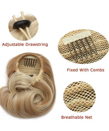 Ombre Hepburn Hair Bun Scrunchie Extension - Dark Blonde to Bleach Blonde - Buy Online on GoSupps.com