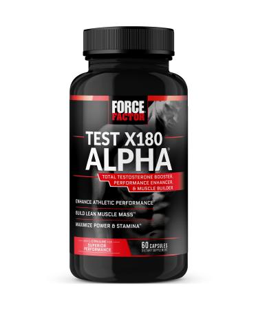 Test X180 Alpha Total Testosterone Booster for Men with Fenugreek Seed and Maca Root to Increase Blood Flow, Build Lean Muscle, Improve Male Athletic Performance, Force Factor, 60 Capsules 60 Count (Pack of 1)