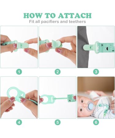 Aolso Silicone Dummy Clips Adapter 4pcs Baby Pacifier Holder with 4 Adapters - Blue-Green | Teething Toy Straps - Buy Online on GoSupps.com