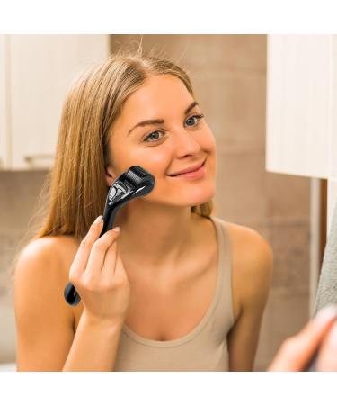Microneedling 540 Derma Roller - 0.25mm Titanium Facial & Beard Roller (Black Handle) | Best for Smooth Skin & Hair Growth - Buy Online on GoSupps.com