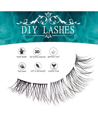 SISILILY Individual Lashes 6 Rows Cluster D Curl DIY Eyelash Extension Kit | Reusable 3D False Eyelashes Natural | Flat Tweezer | 14mm Length | DM04-14mm - Buy Online on GoSupps.com