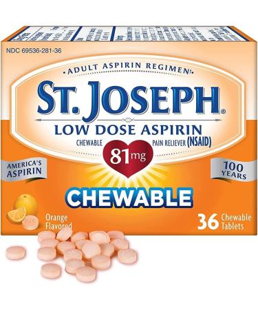 St. Joseph Aspirin Chewable Orange 81mg 36 Tabs - Pack of 3 - Buy Online on GoSupps.com