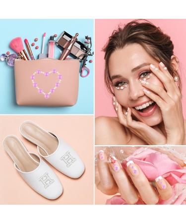 Astaron 50g Mixed Flat Back Rhinestones & Half Pearls for Nail Art Crafts & Decor - Pink-Purple - 3mm to 10mm - Buy Online on GoSupps.com