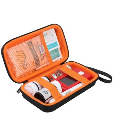 BOVKE Diabetic Supplies Travel Case Storage Carrying Bag for Diabetes Testing Kit Blood Glucose Monitor Meters Test Strips Medication Lancets Needles Syringes and Other Diabetic Supplies Black
