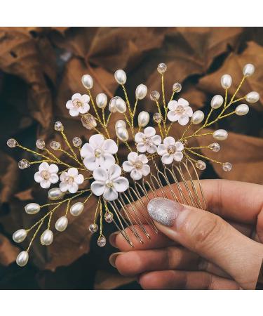 Edary Silver Pearl Wedding Hair Crest - Gold Leaf Headdress for Brides & Girls | Elegant Hair Accessories - Buy Online on GoSupps.com