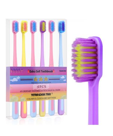 Extra Soft Toothbrush with 4000 Soft Bristles Pack of 8 - Ideal for Sensitive Gums - Macaron Color