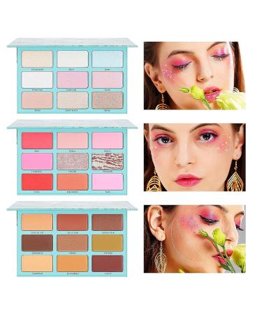 Docolor 3 in 1 Makeup Palette - 27 Colors Contour, Highlighter, Blush | Long Lasting, Waterproof Eyeshadow Palette - Tropical Gift Kit - Buy Online on GoSupps.com
