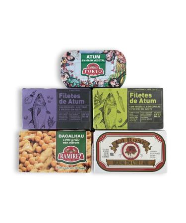 Tuna & Cod Portuguese Canned Food Set - 5 Types - Aveiro - Ramirez - Portugal